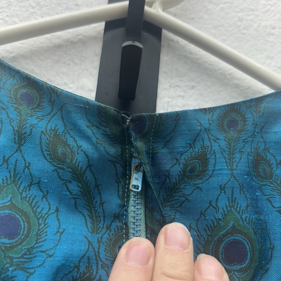 VTG 60s Blue Peacock Maxi Formal Dress Mod Cocktail XS Lily Liang Bangkok Asian - Picture 12 of 14